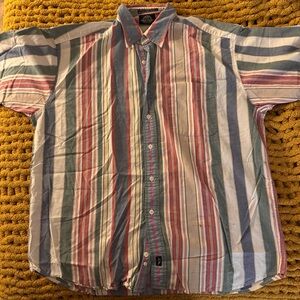 Dockers Red and Blue Casual Button Down Shirt